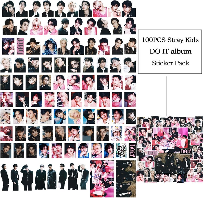 PYAJUU Stray Kids DO IT Album Gift Box Set, Including 55PCS DO IT Photocards, 100PCS Album Sticker Pack, 1 Lanyards, Card Holder, 1 Stray Kids Keychain and 2 Badge Gift for Stay Straykids Merch - Image 4